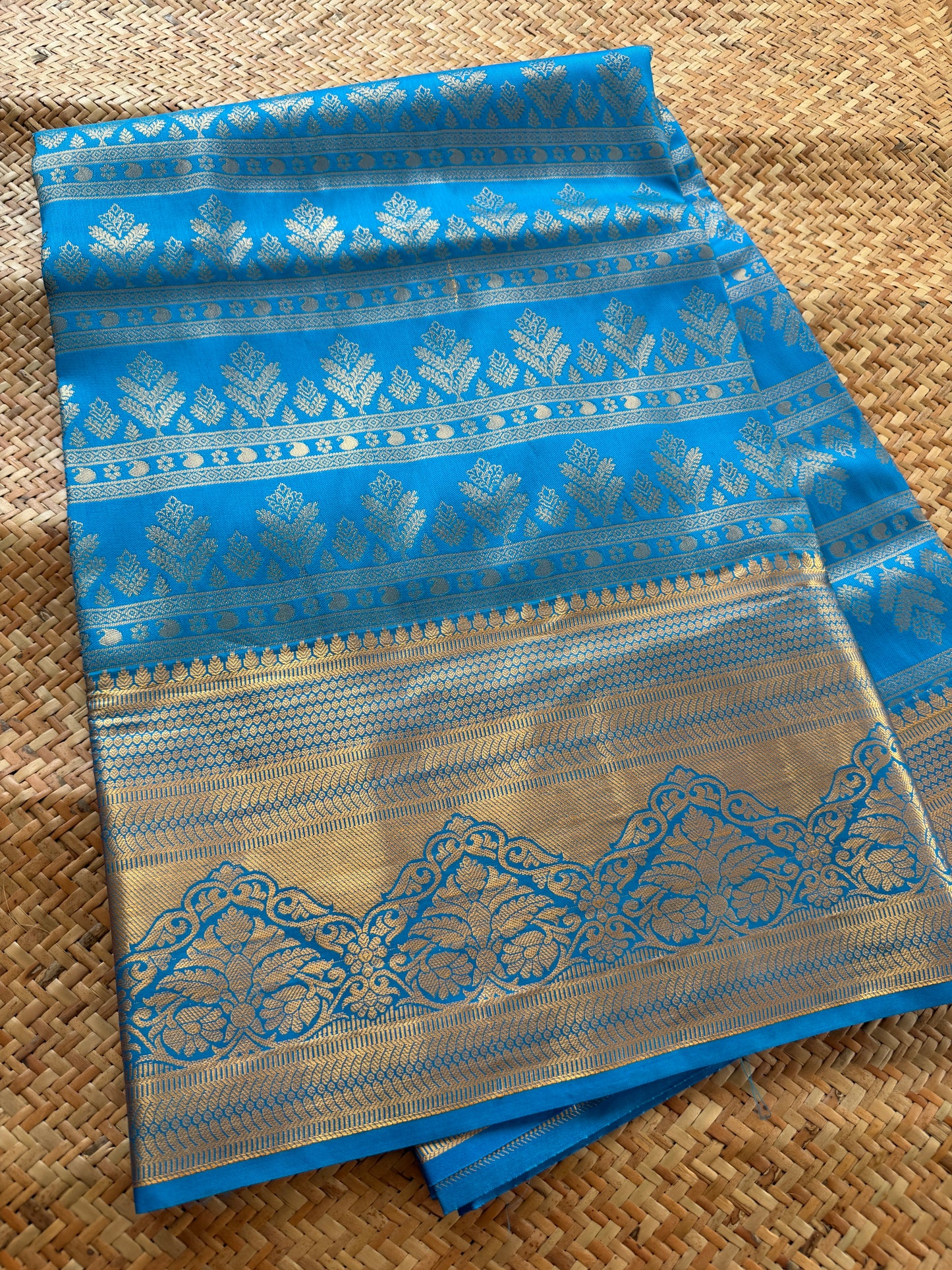 Ink Blue Semi Kanchi Brocade Pattu