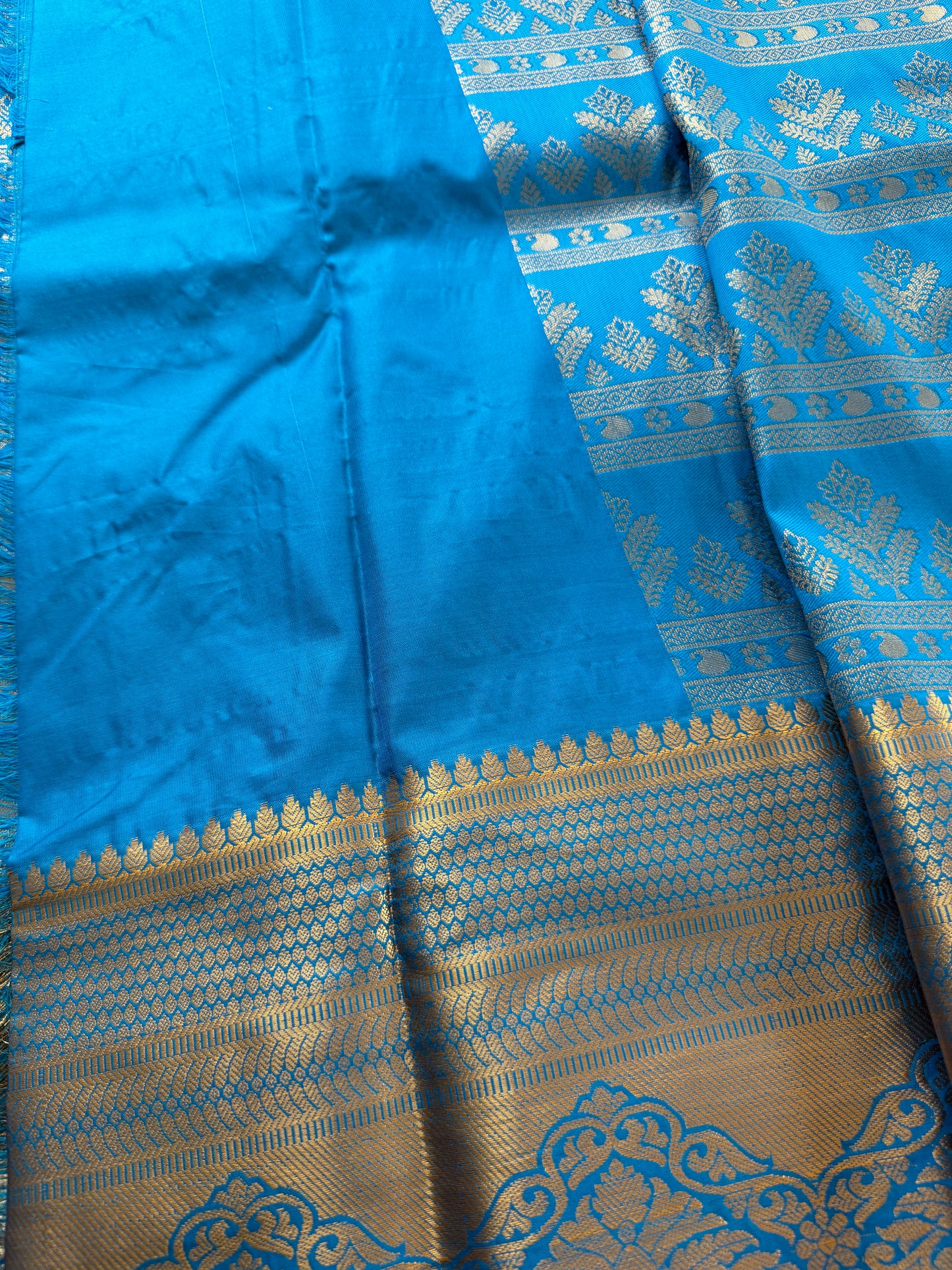 Ink Blue Semi Kanchi Brocade Pattu