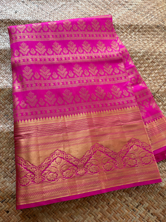 Rani Pink Semi Kanchi Brocade Pattu
