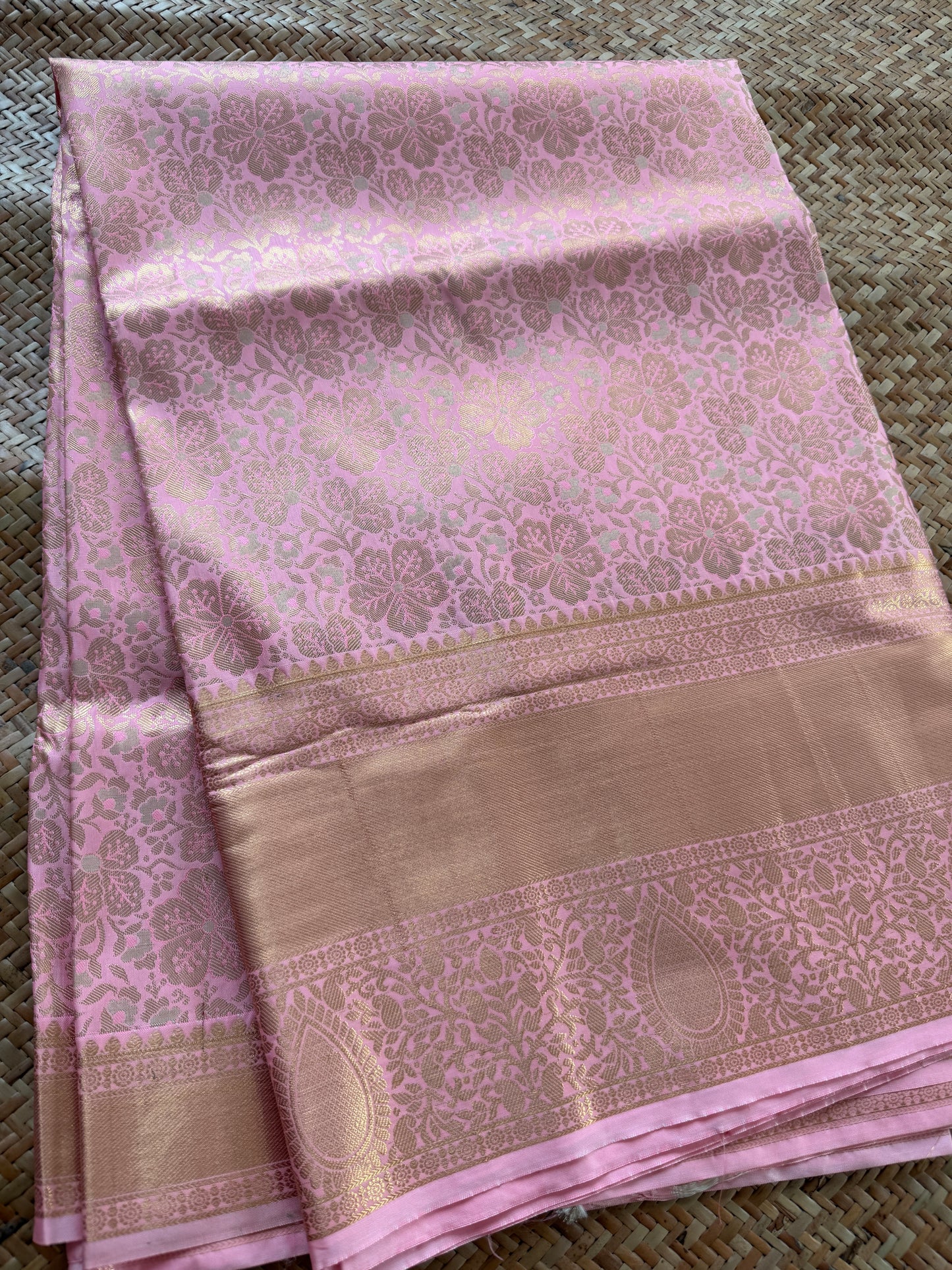 Powder Pink Semi Kanchi Brocade Pattu