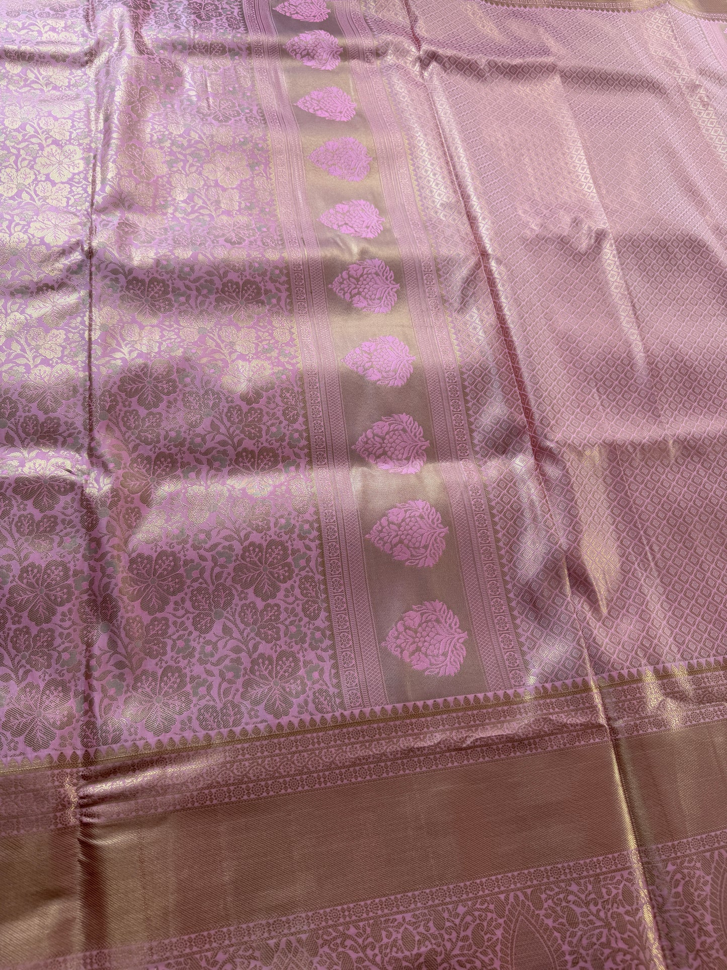 Powder Pink Semi Kanchi Brocade Pattu