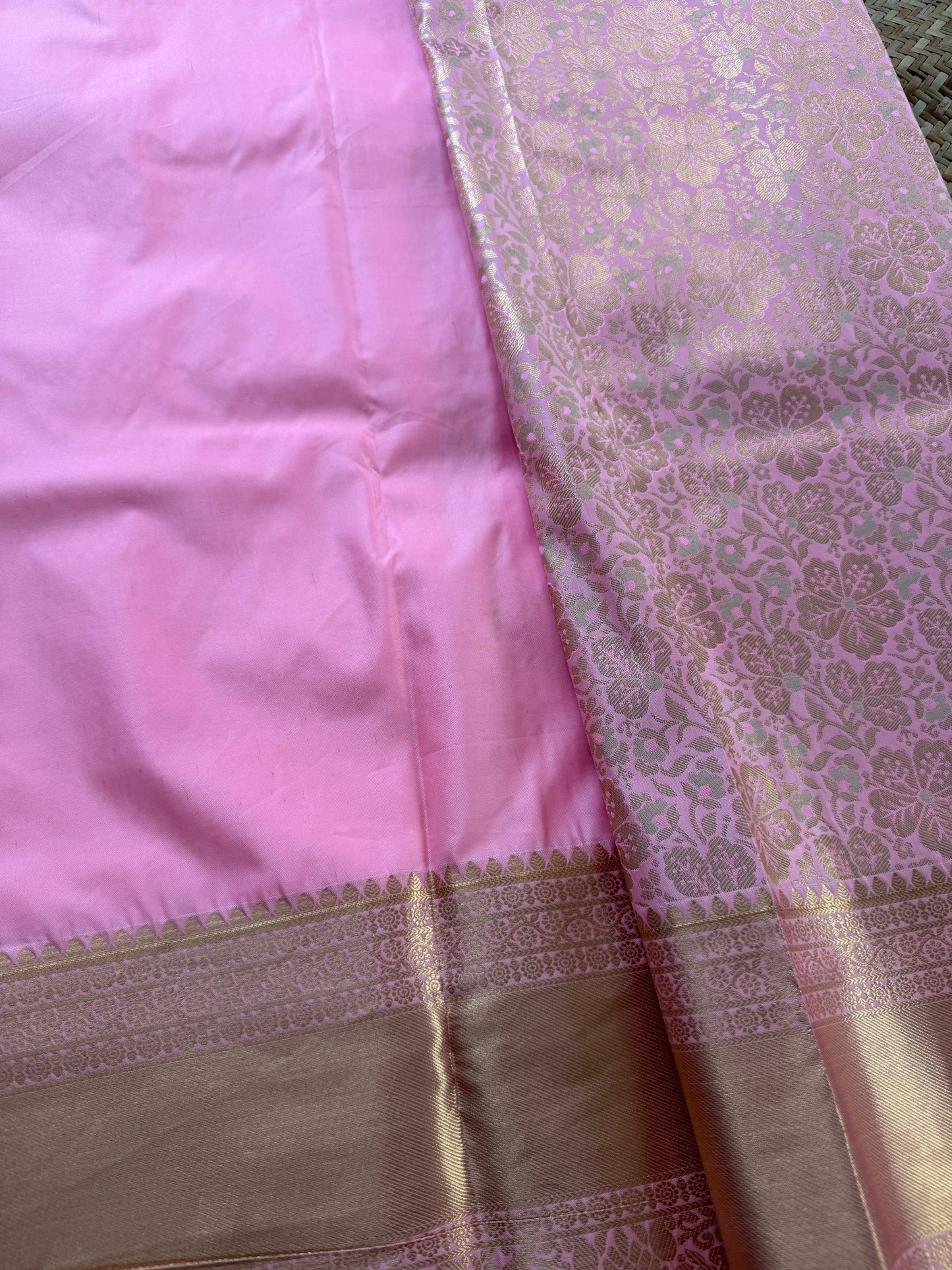 Powder Pink Semi Kanchi Brocade Pattu