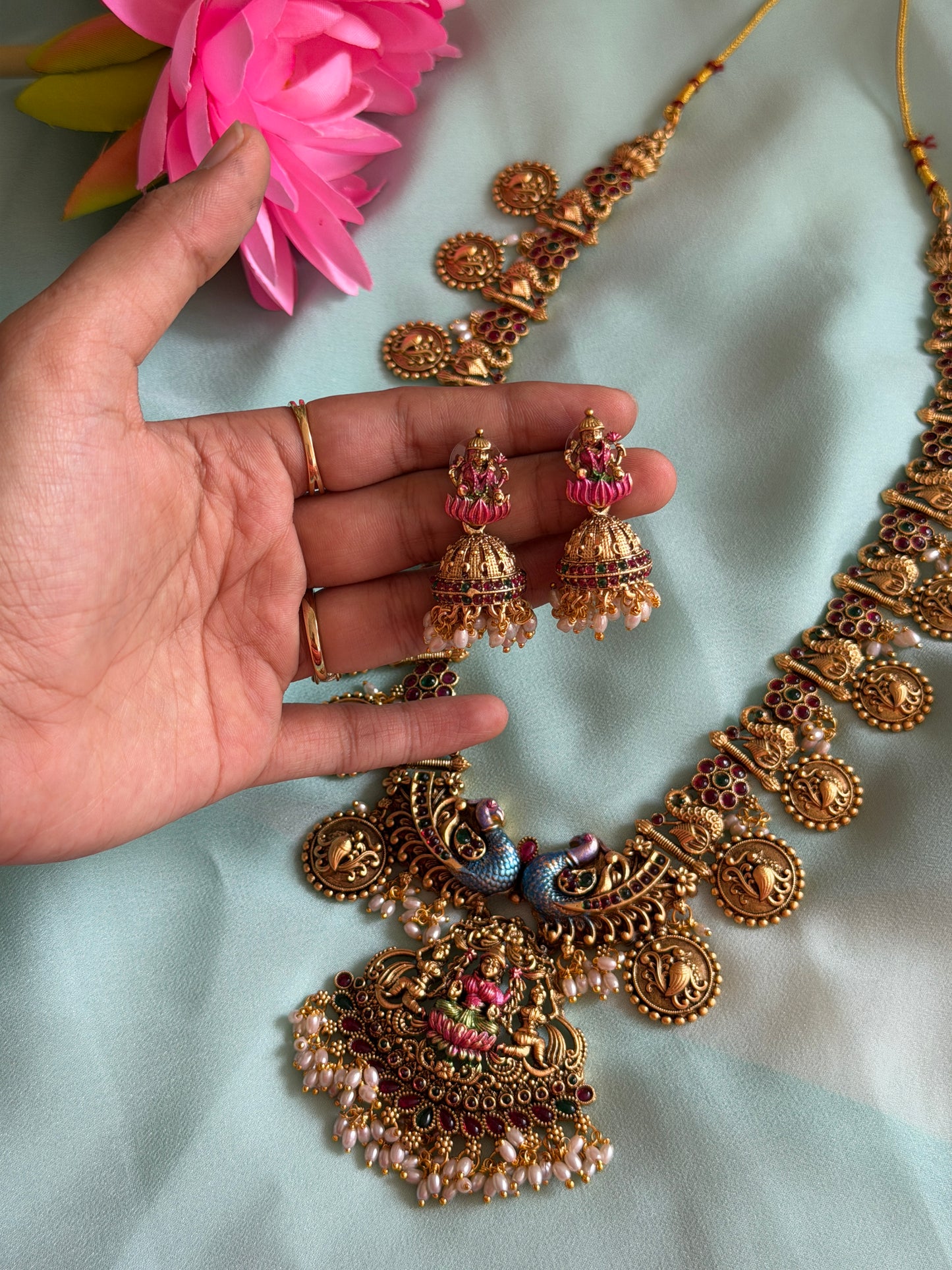Hand painted Lakshmi Haaram Set