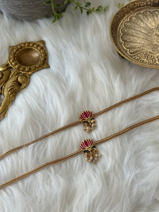 Enamel Lotus Ghungroo Anklets