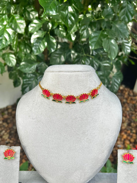 Budgeted Enamel Lotus Choker