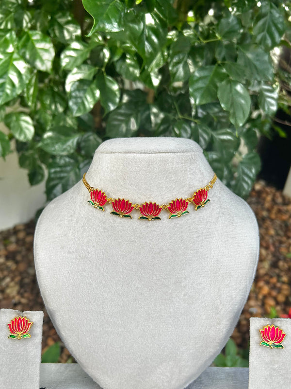 Budgeted Enamel Lotus Choker