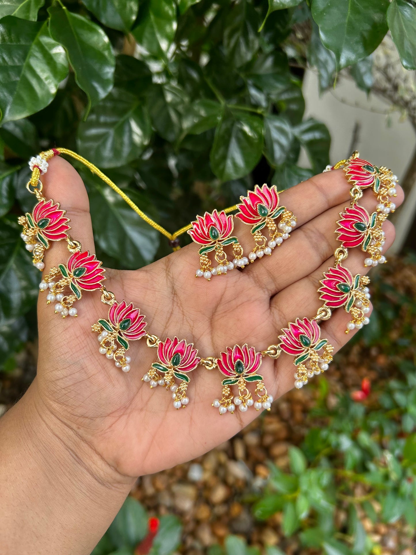 Budgeted Enamel Guttapusalu Necklace