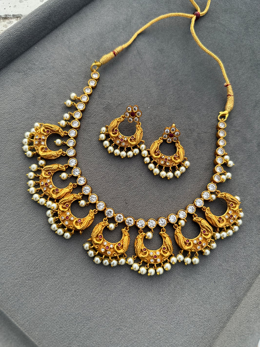 Antique Gold Chandabali Necklace