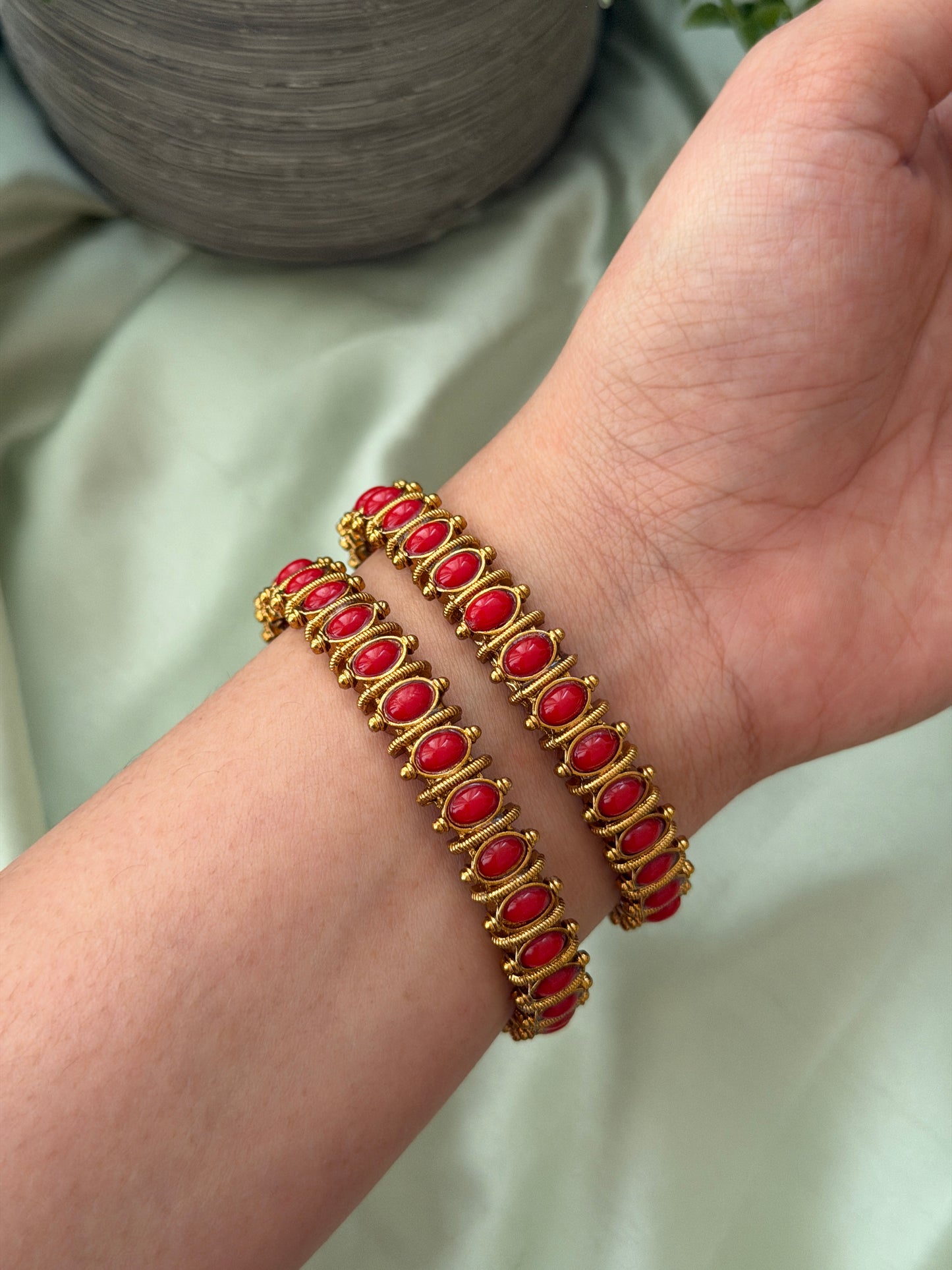 Gold Replica Navaratna Bangles