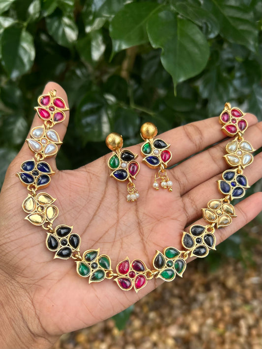 Double sided Flower Necklace