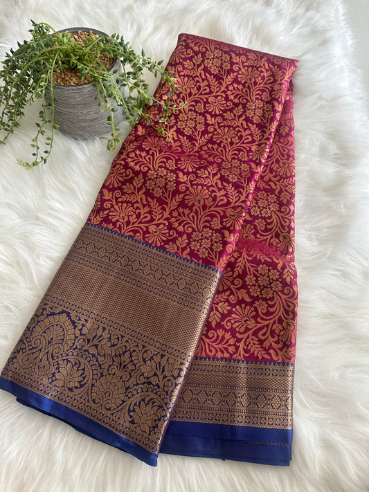 Rasberry Tissue Kanchi Silk