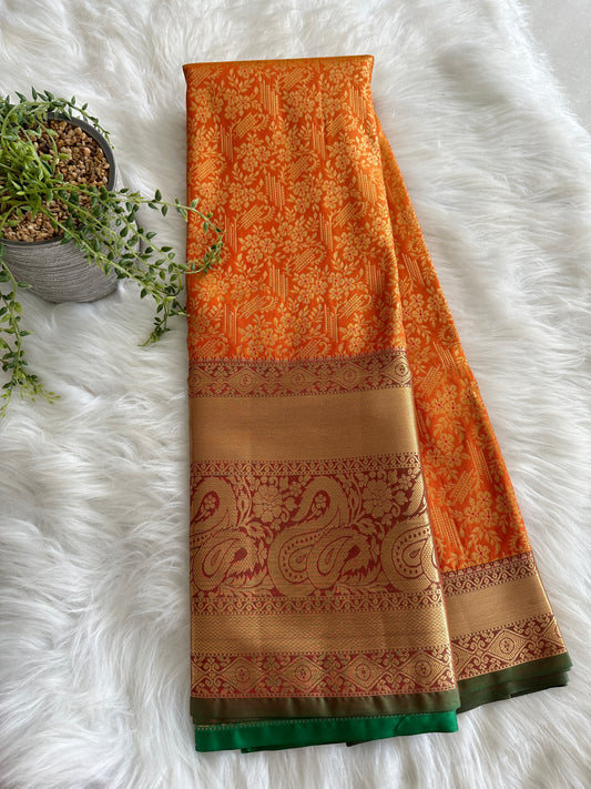 Miranda Orange Kanchi Tissue Silk saree
