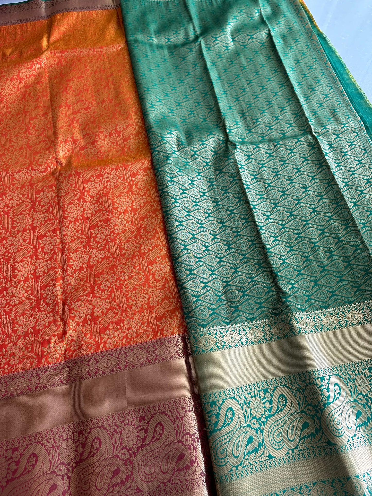 Miranda Orange Kanchi Tissue Silk saree