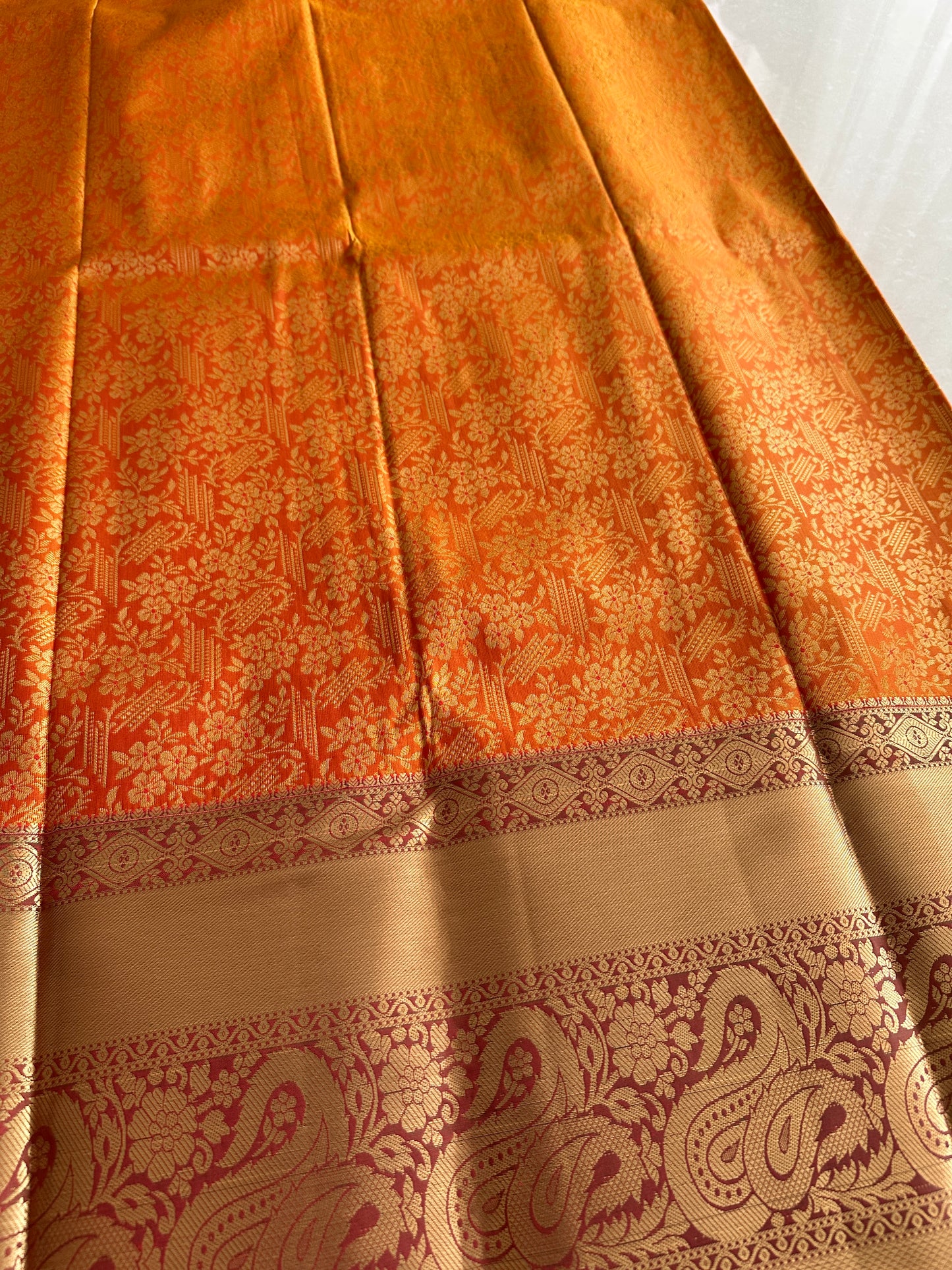 Miranda Orange Kanchi Tissue Silk saree