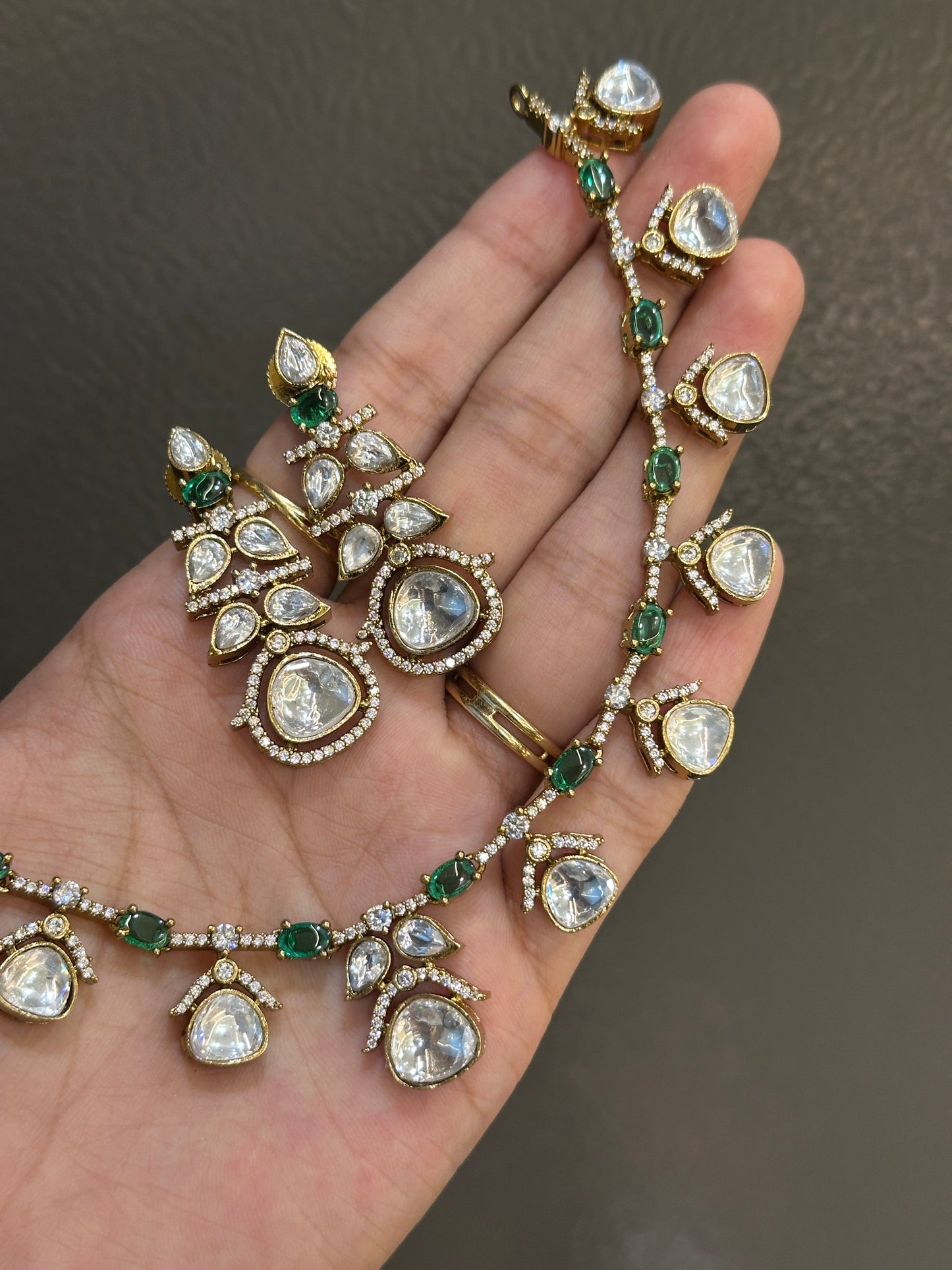 Premium polki x AD necklace