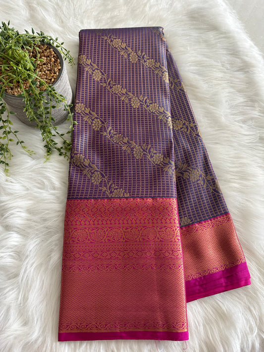 Purple Chettinad Kanchi Tissue Silk Saree