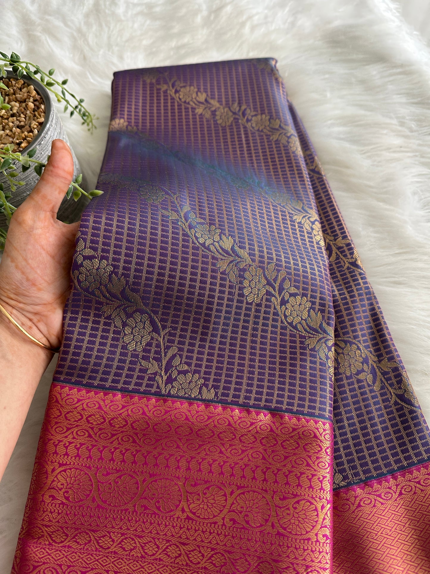 Purple Chettinad Kanchi Tissue Silk Saree