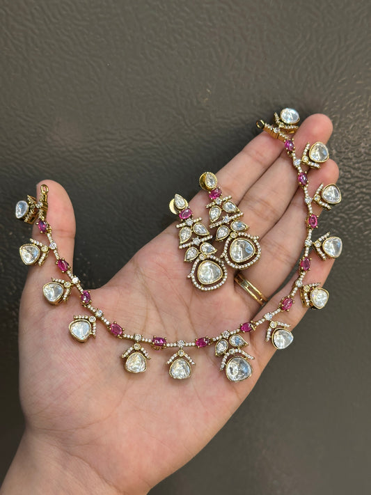 Premium polki x AD necklace