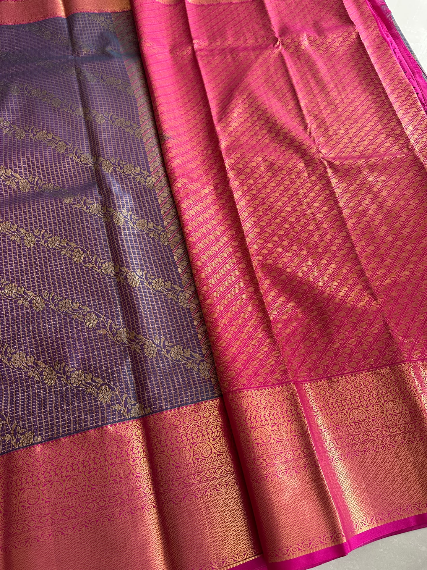 Purple Chettinad Kanchi Tissue Silk Saree