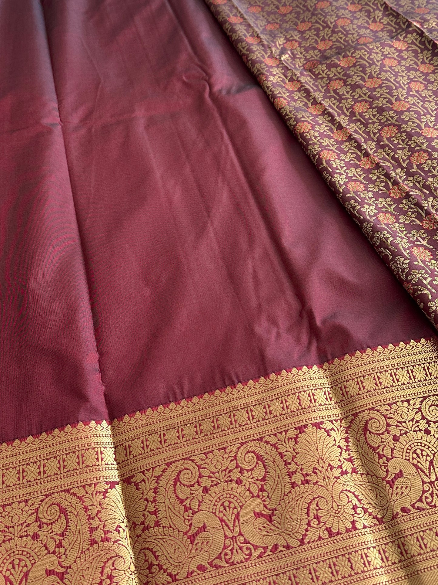 Rich Chocolate Kanchi Tissue Silk Saree