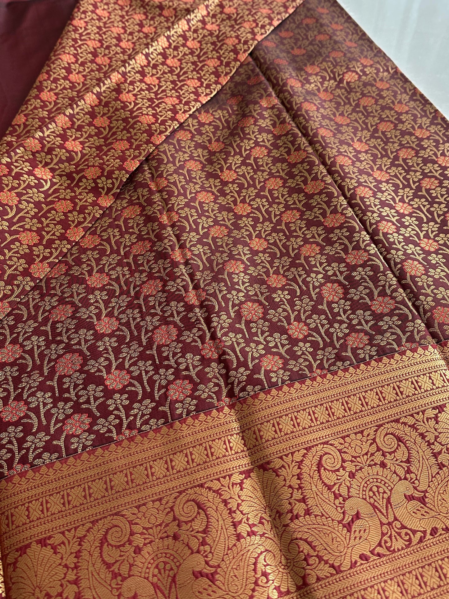 Rich Chocolate Kanchi Tissue Silk Saree