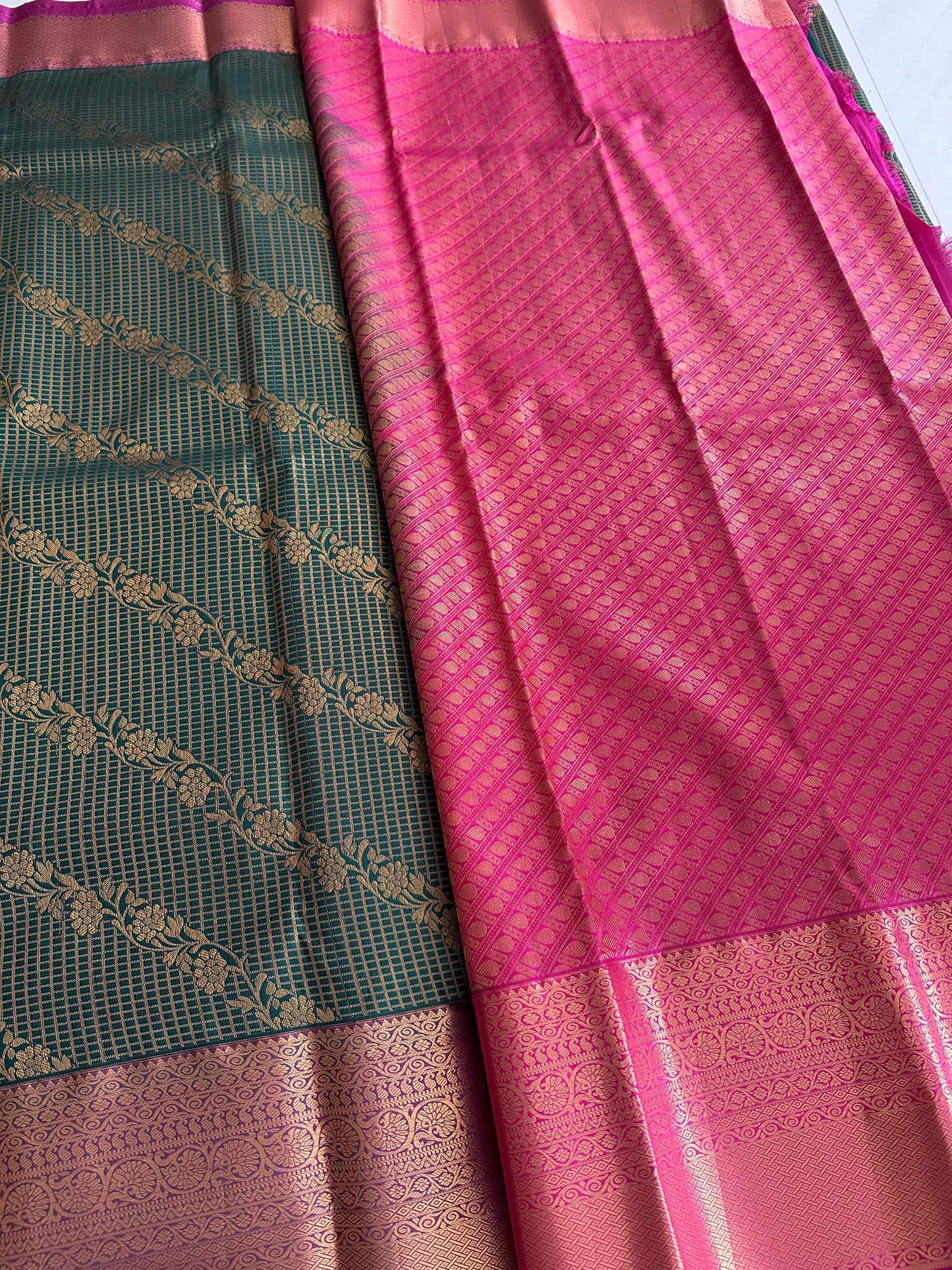 Peacock Green Chettinad Kanchi Tissue Silk Saree