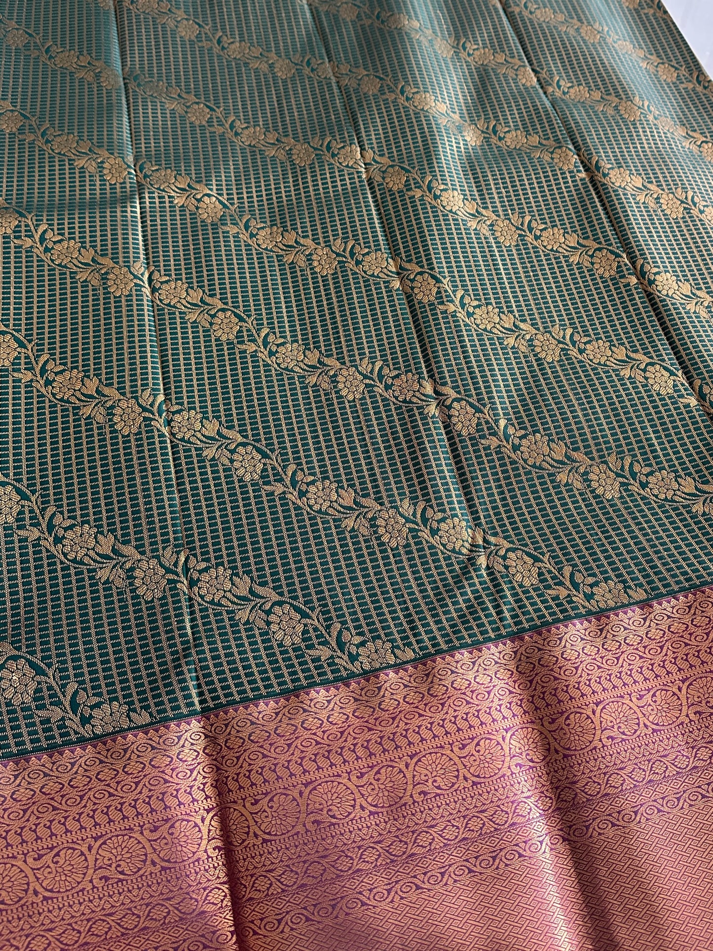 Peacock Green Chettinad Kanchi Tissue Silk Saree