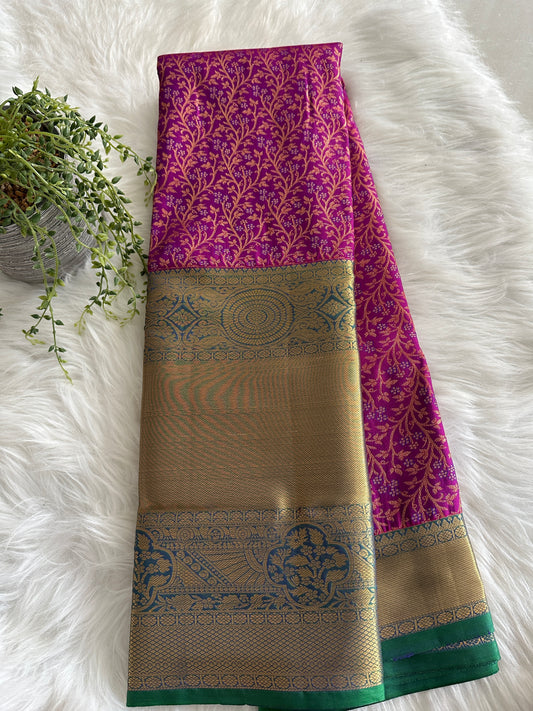 Jam Purple Kanchi Tissue Silk Saree