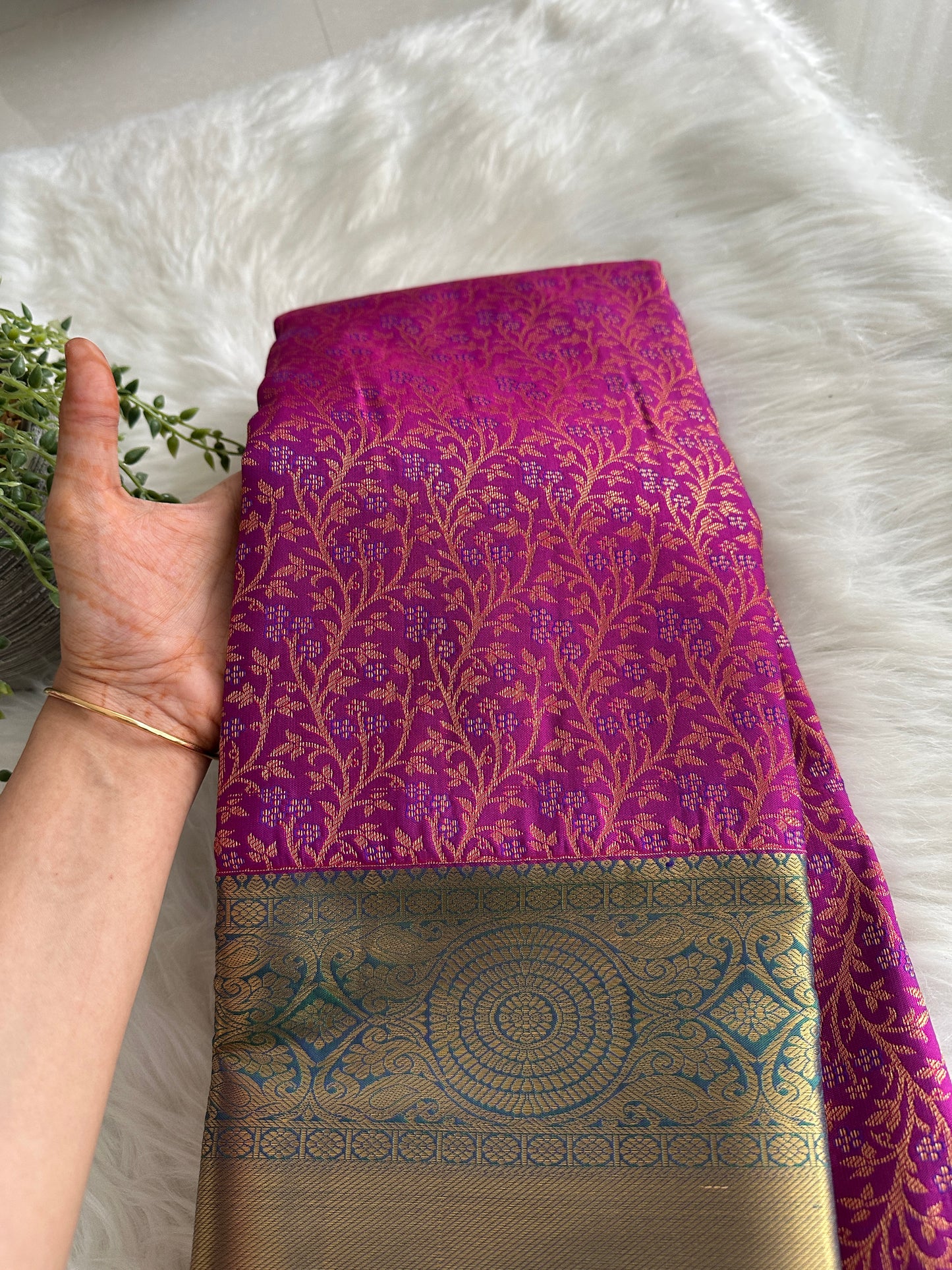 Jam Purple Kanchi Tissue Silk Saree