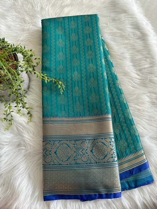 Turquoise Blue Semi Tissue Silk