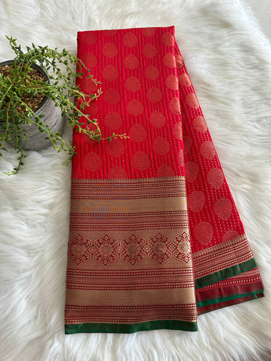 Dulhan Red Semi Tissue Silk Saree