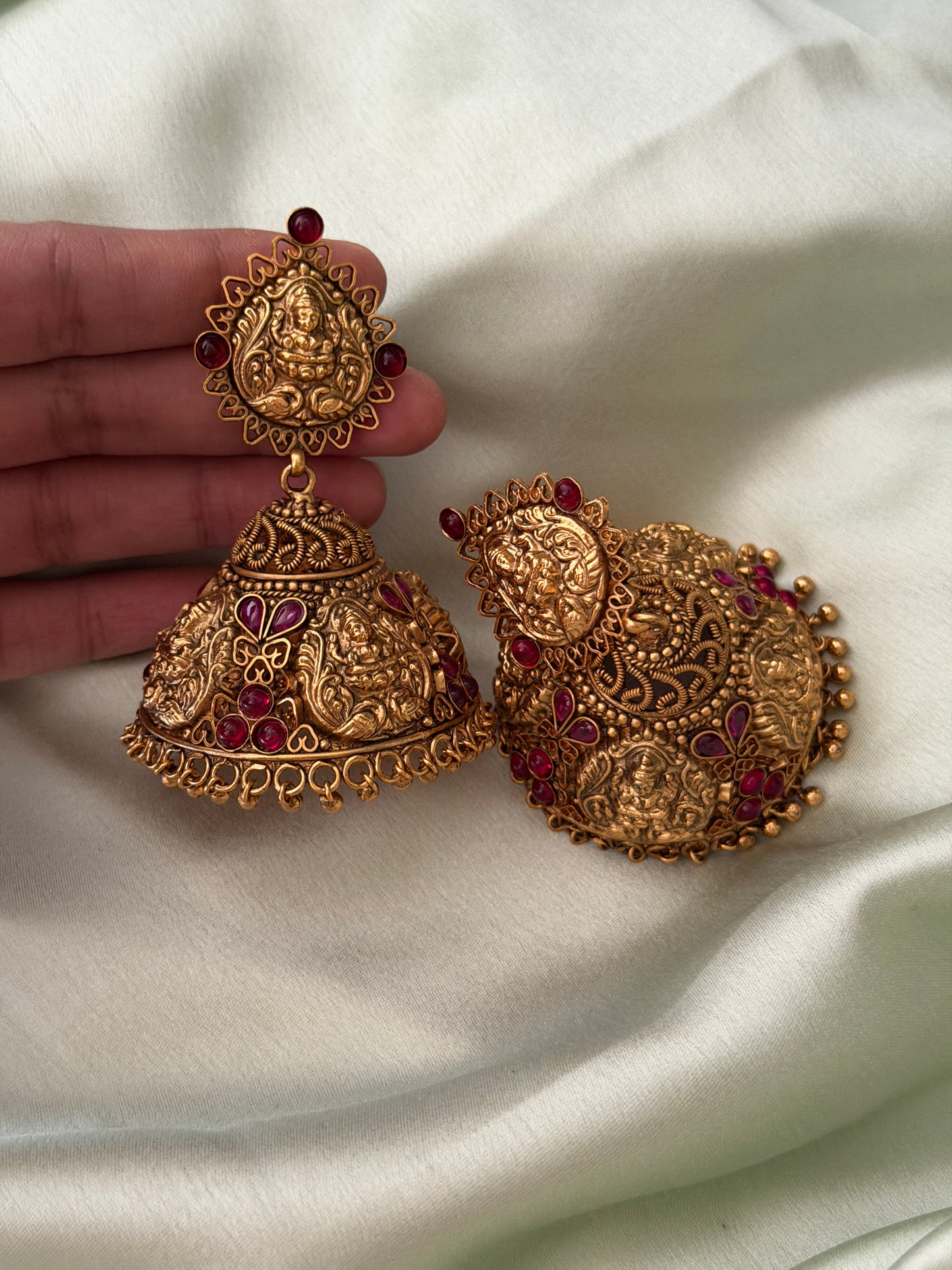 Light weighted Antique Bridal jhumkas