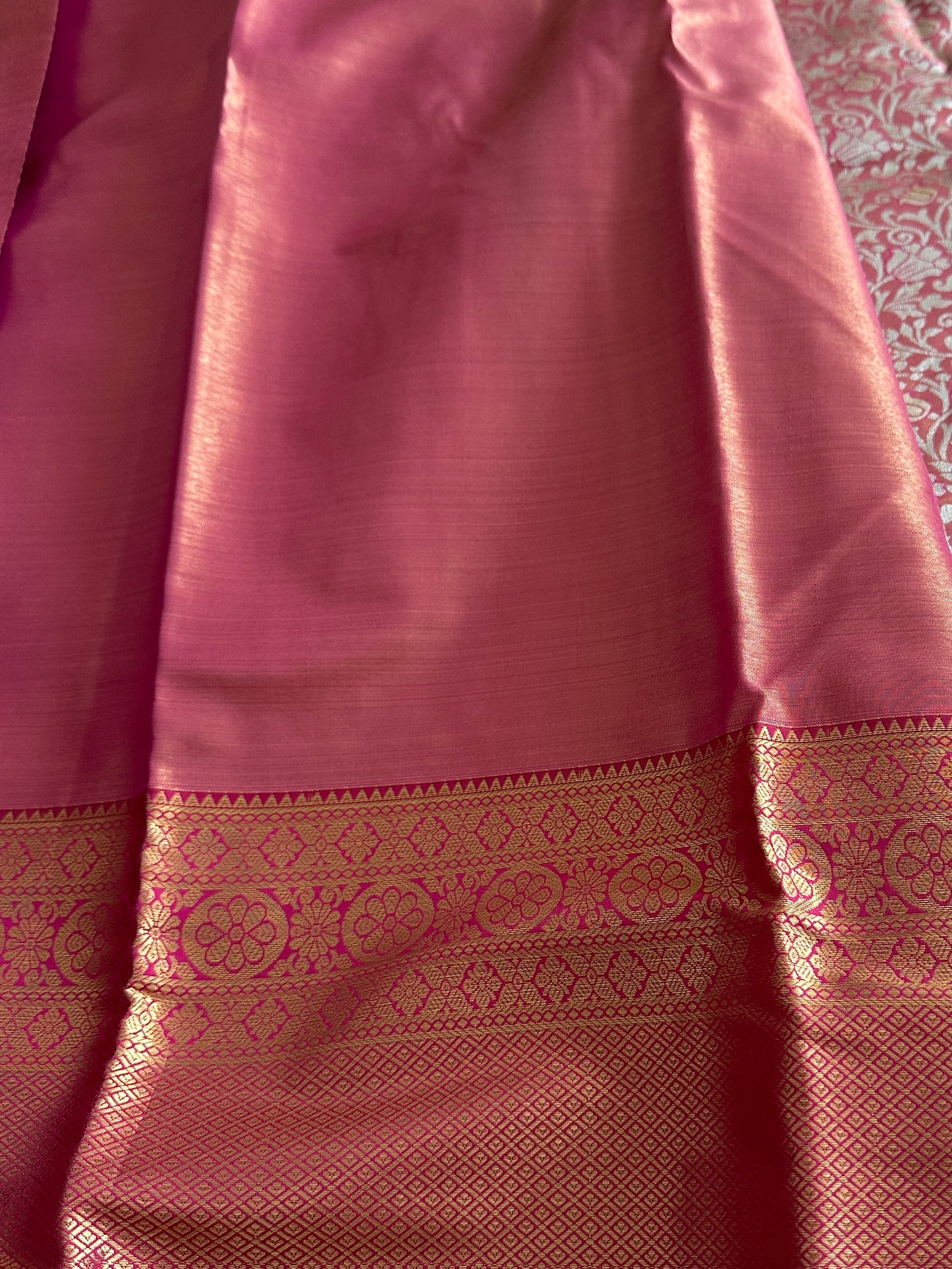 Salmon Peach Kanchi Tissue Silk Saree