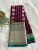 Burgundy Semi Tissue Silk Saree