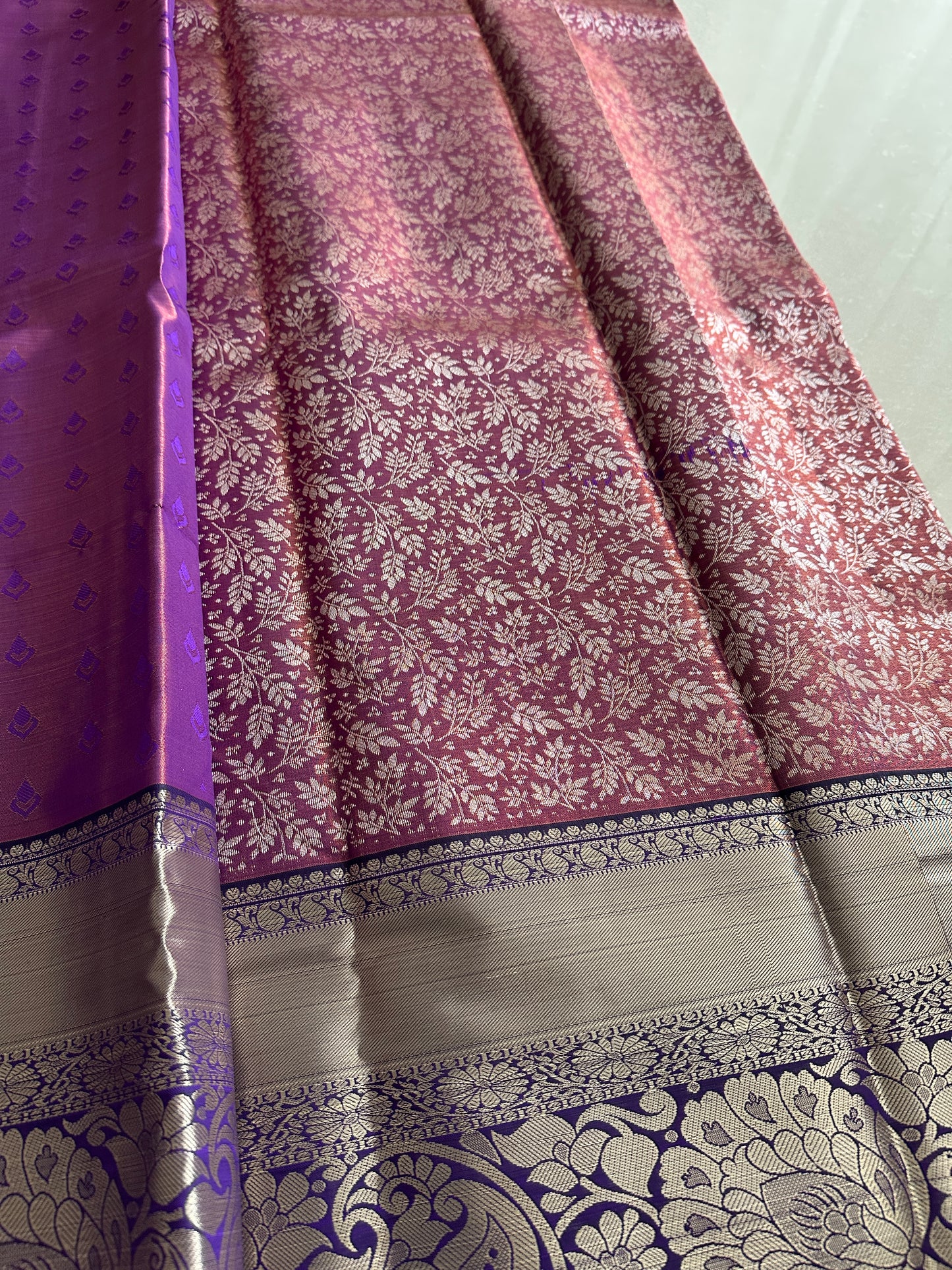 Chinese Violet Dual Tone Kanchi Tissue Silk saree