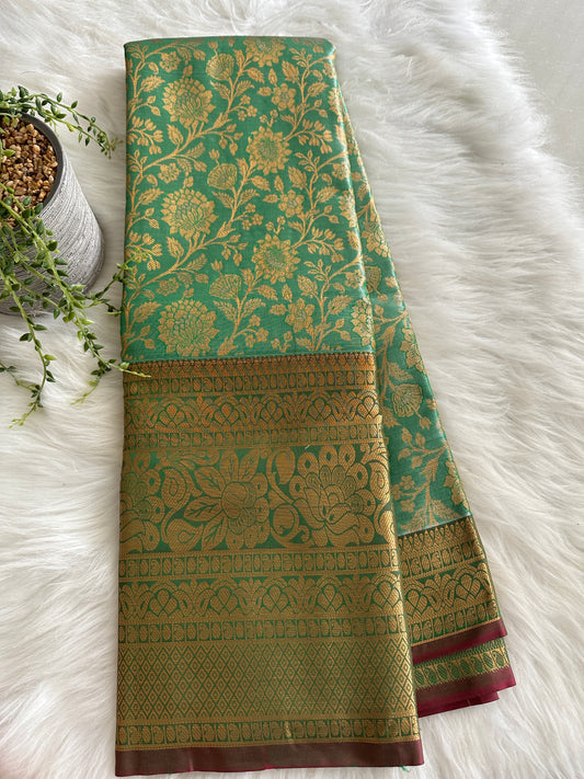 Seafoam Kanchi Tissue Silk Saree