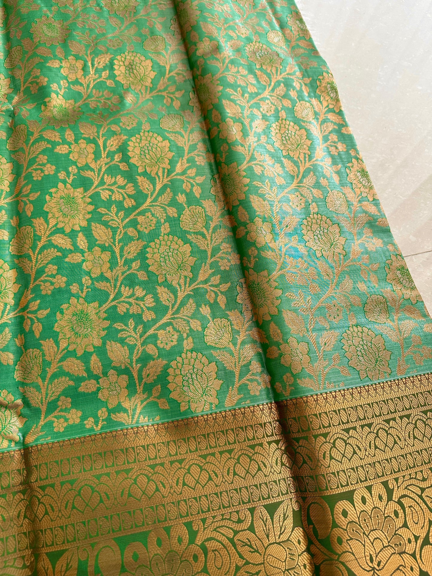 Seafoam Kanchi Tissue Silk Saree