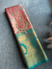 Coral Peach Kanchi Tissue Silk Saree