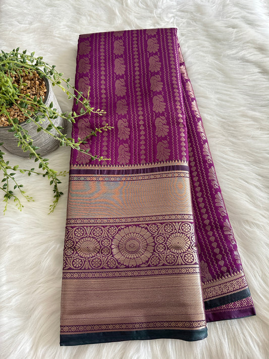 True Purple Semi Tissue Silk Saree