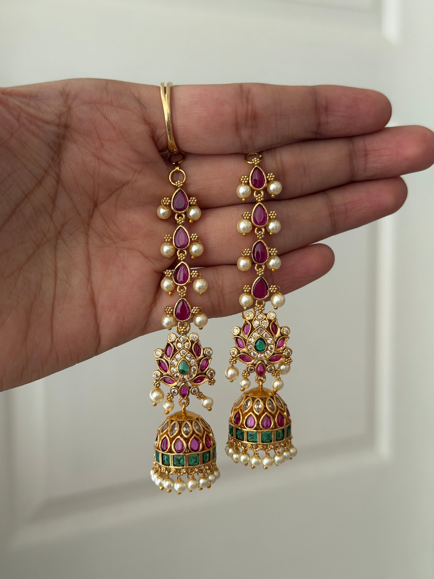 Pure Kempu Jhumka with Mattal