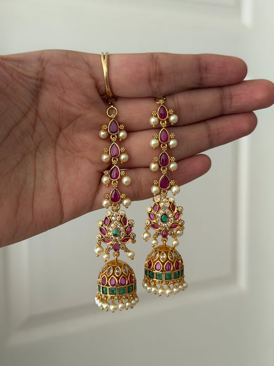 Pure Kempu Jhumka with Mattal