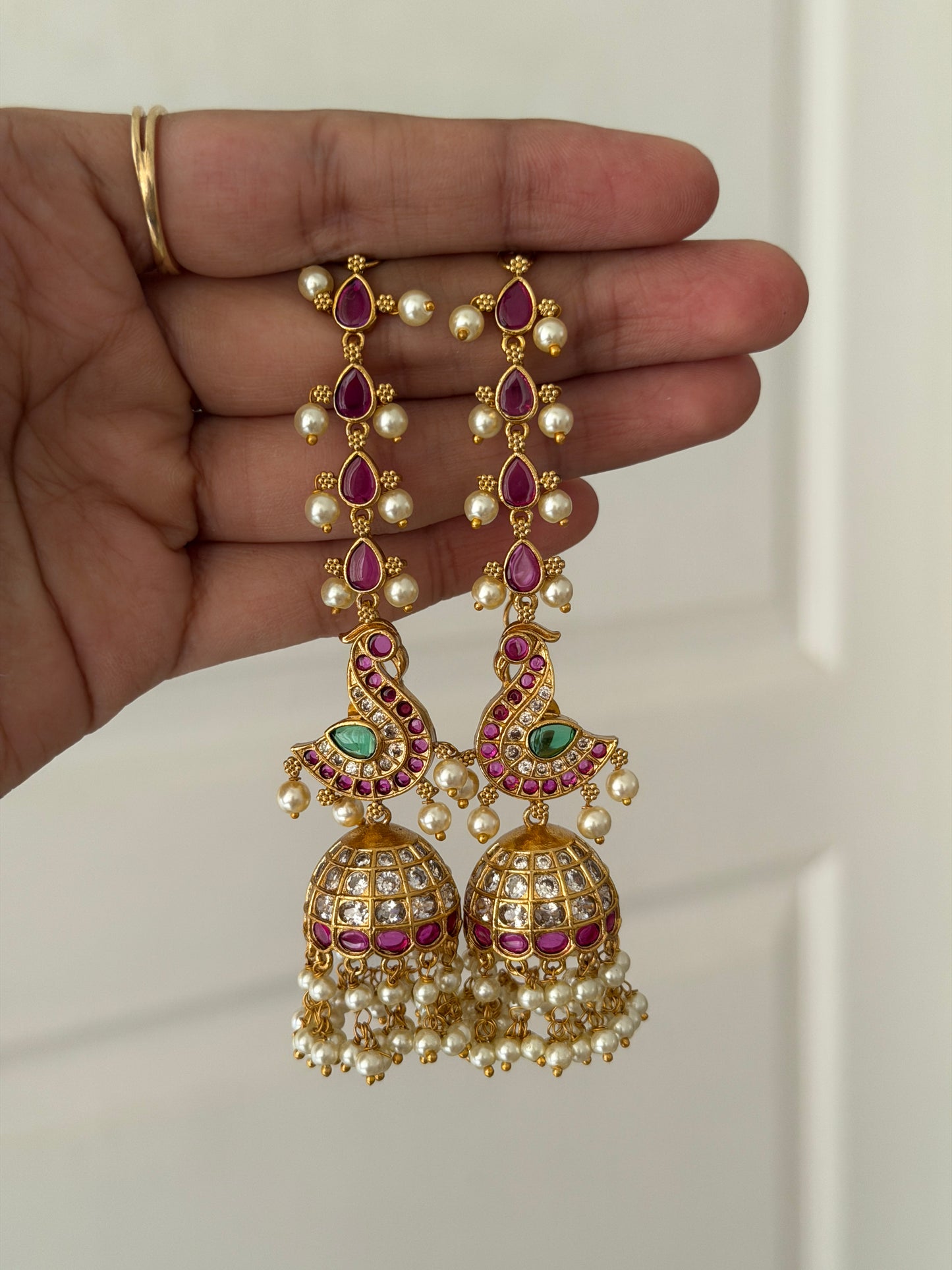 Pure Kempu Jhumka with Mattal
