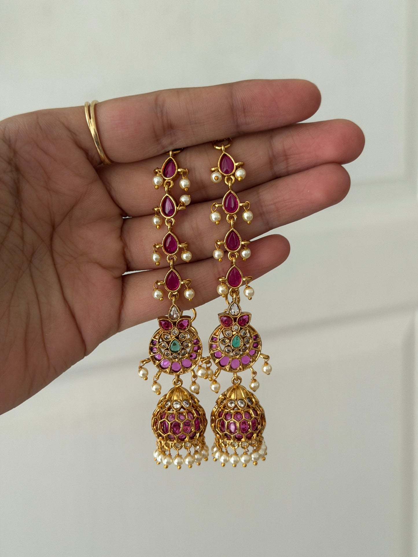 Pure Kempu Jhumka with Mattal