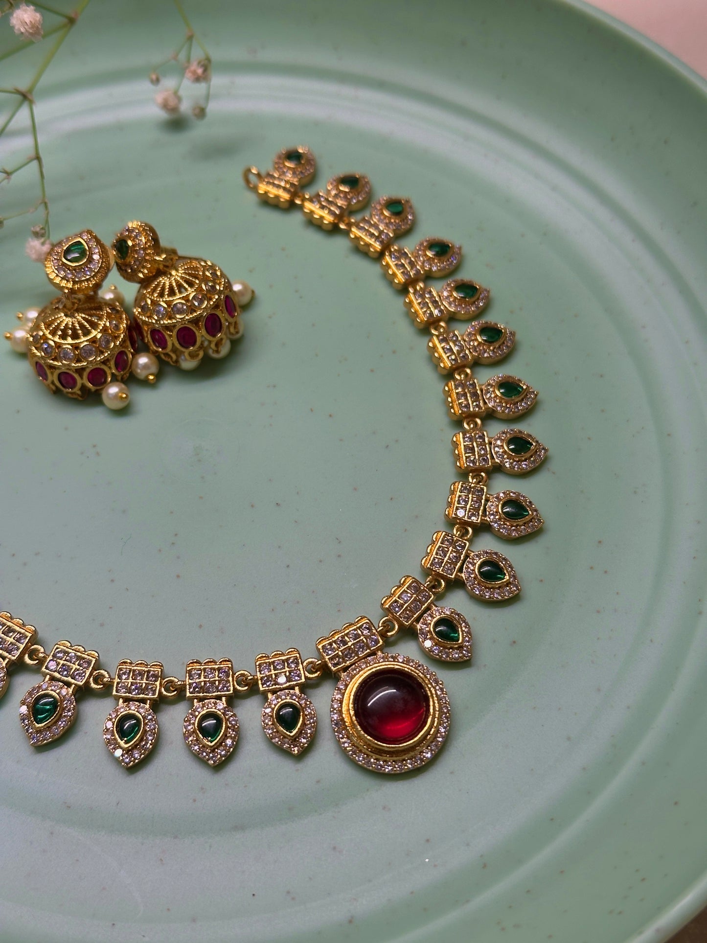 Ruby Pendant AD Palakka Necklace