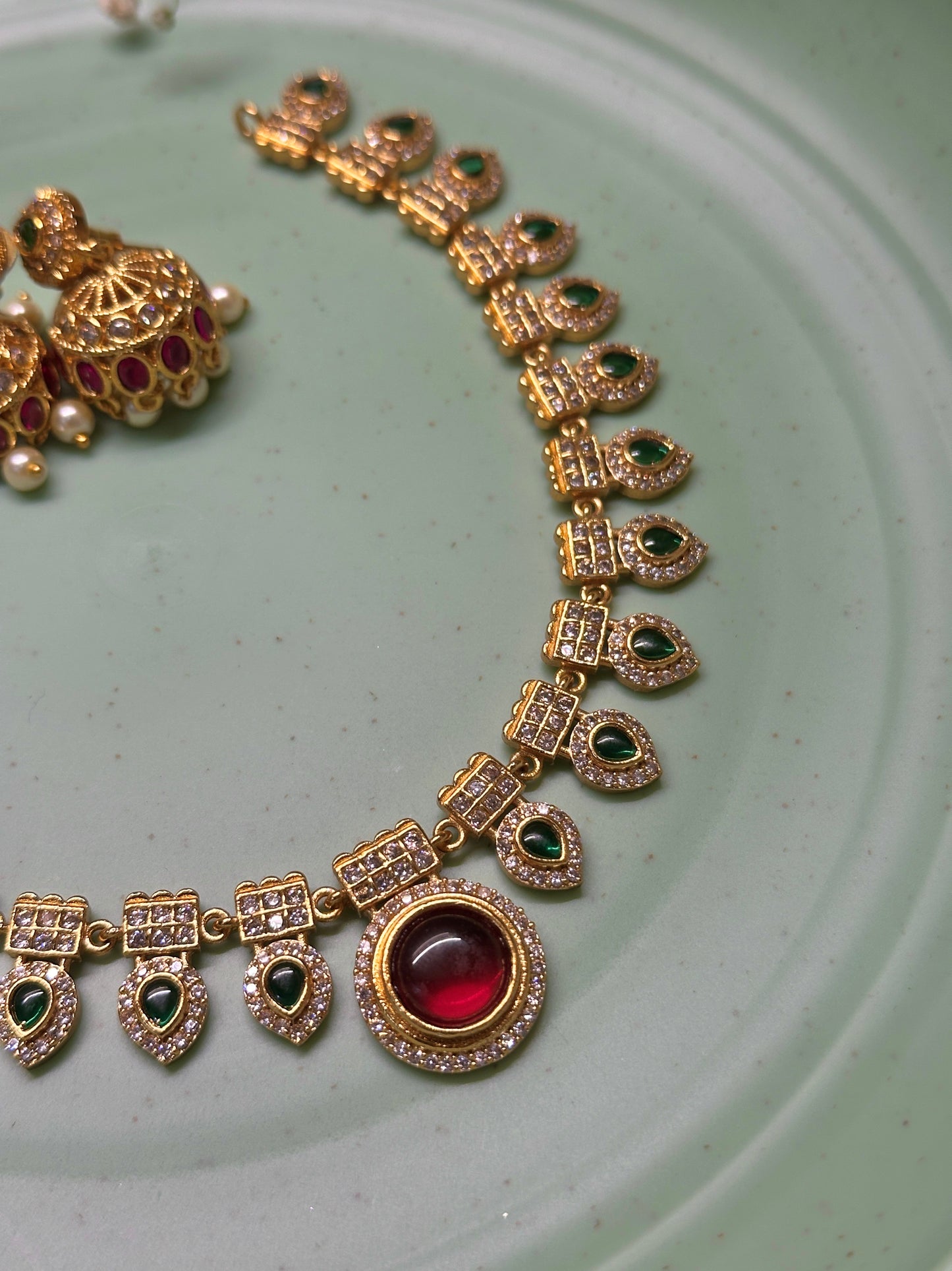Ruby Pendant AD Palakka Necklace