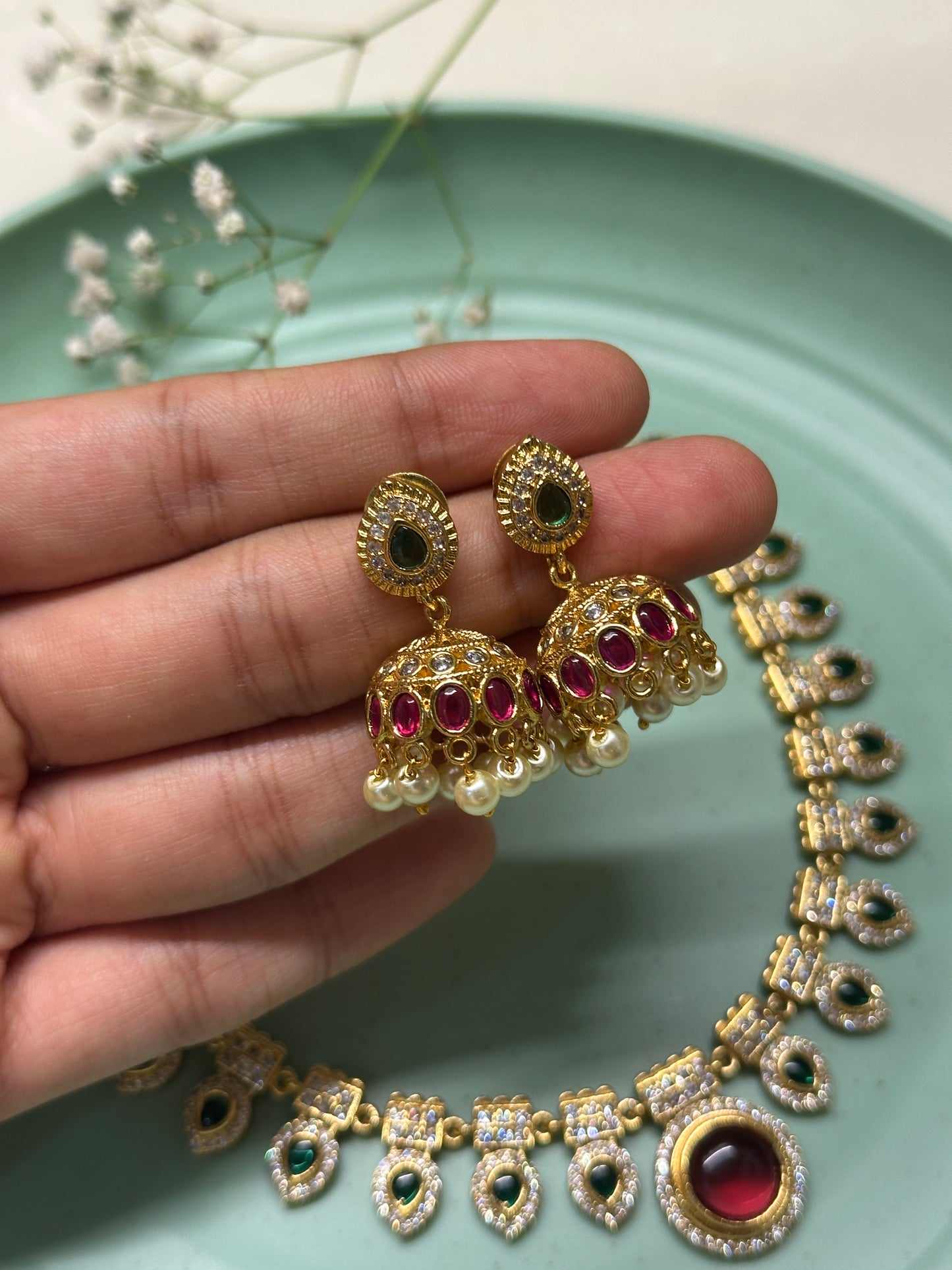 Ruby Pendant AD Palakka Necklace