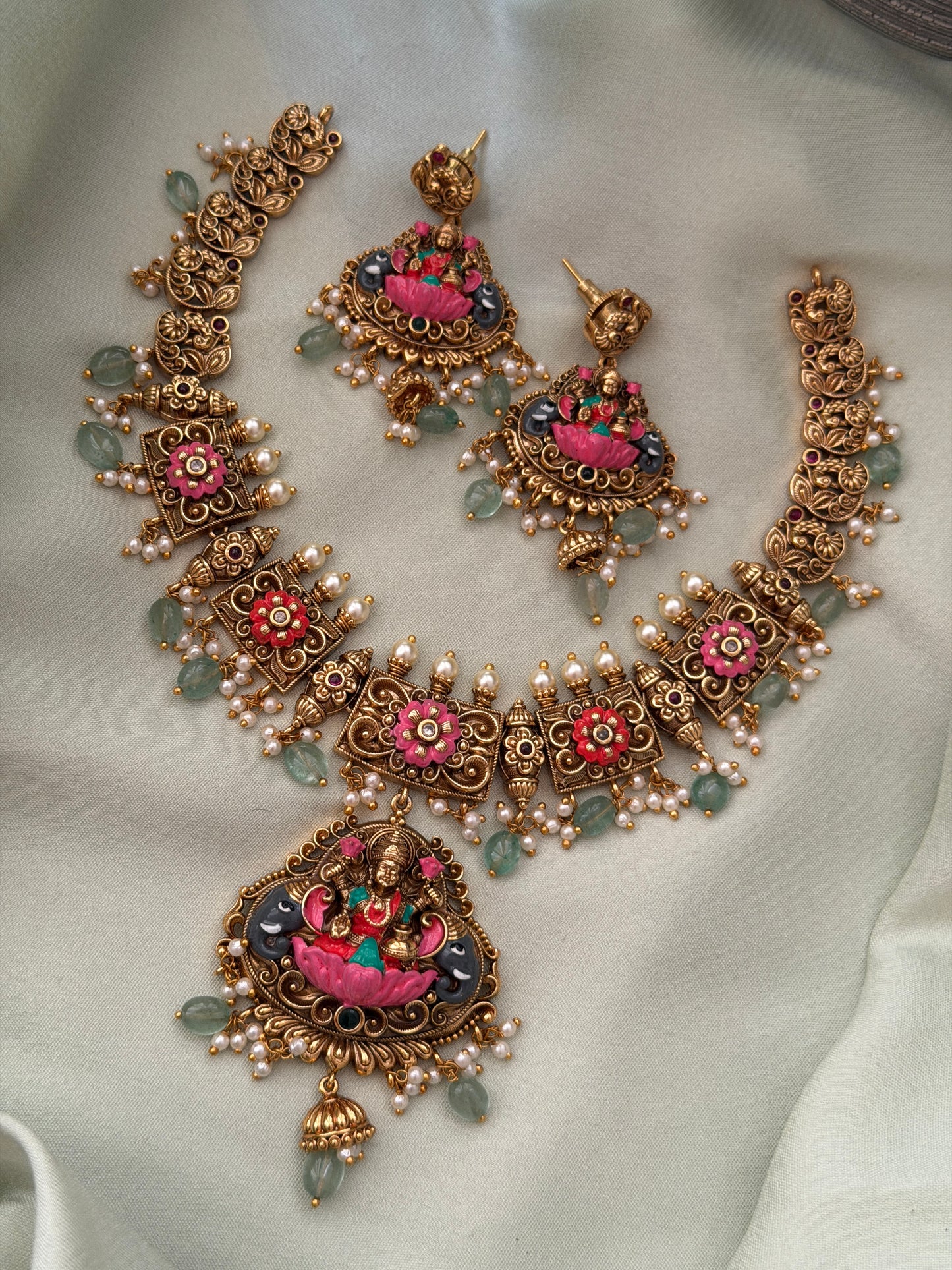 Tulsi Meenakari Necklace set