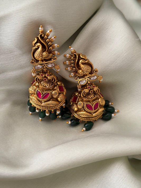 Gold Replica Peacock Jhumkas