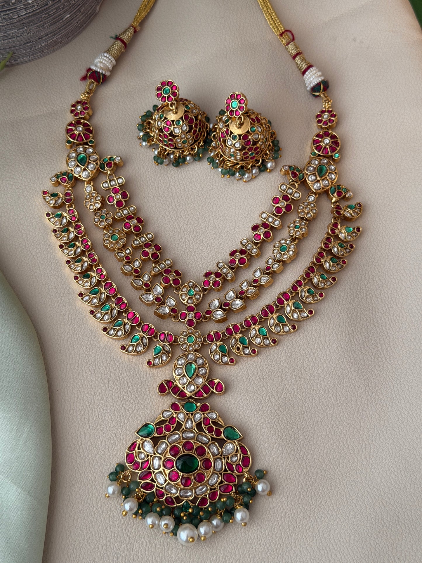 3 Layer Jadau Necklace Set (Luxe)