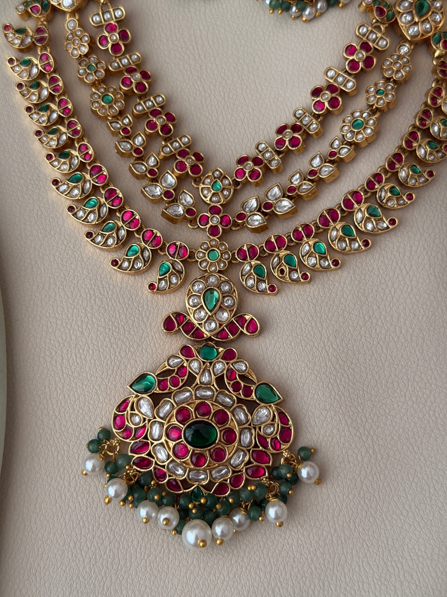 3 Layer Jadau Necklace Set (Luxe)